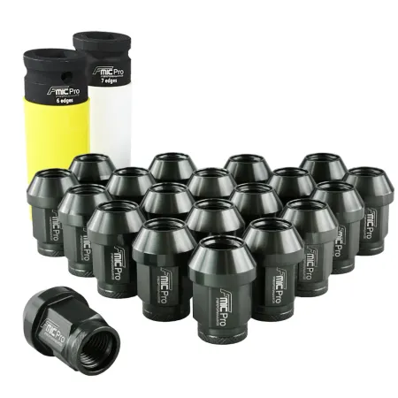 Kute nakrętki aluminiowe do kół  FMIC.Pro M12x1.25 Szare (gun metal) 20szt. stożkowe przelotowe 7075-T6