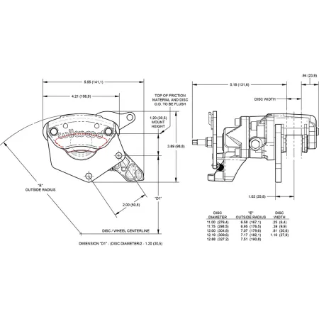 Zacisk hamulcowy 1 tłoczkowy Wilwood 120-15353 MC4 Mechanical prawy czerwony