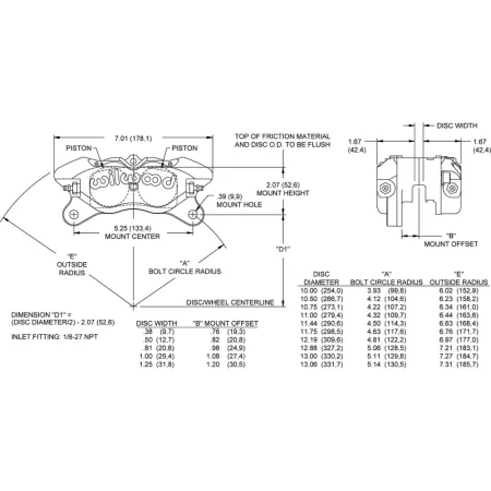 Uniwersalny zacisk hamulcowy 4 tłoczkowy Wilwood 120-16505 Dynapro ST