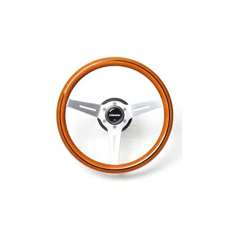 GReddy Sports "Wood Type" Steering Wheel (47 mm Dish), Light Brown, Aluminium Spokes - 340 mm