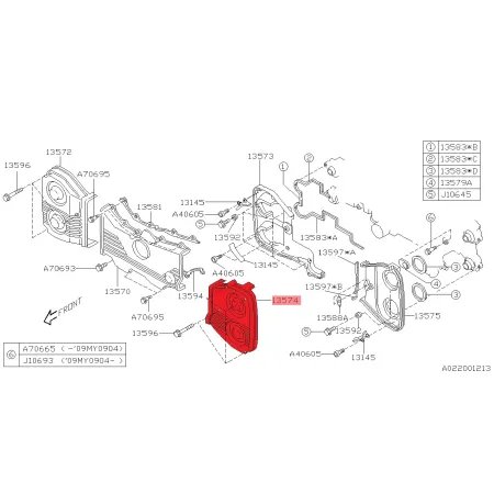Lewa Przednia Pokrywa Paska Rozrządu 13574AA094 Subaru WRX STI 1999-2007