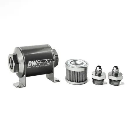 DeatschWerks In-Line Fuel Filter Kit -6AN 100 Micron 70mm