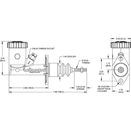 Pompa hamulcowa seria GS ze zbiornikiem Wilwood 260-15096 0.625