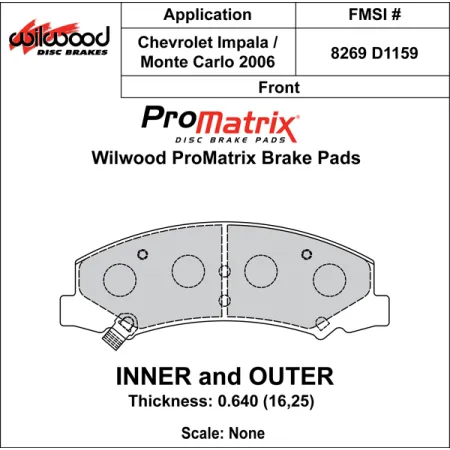 Klocki hamulcowe Wilwood 150-D1159K PM ProMatrix D1159 Street Performance Racing Pads .64