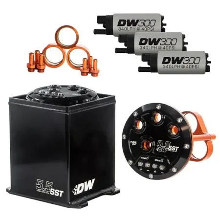 DeatschWerks 5.5L Surge Tank with 3 DW300 Fuel Pumps