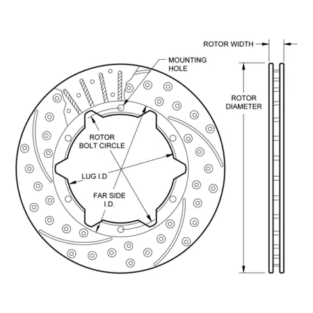 Wilwood 160-9249-BK SRP Performance tarcza hamulcowa nawiercana 10.50 prawa czarna