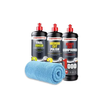 MENZERNA Zestaw Past Polerskich 1000 2000 3000 3x250ml + Ściereczka z Mikrofibry Korekta Lakieru