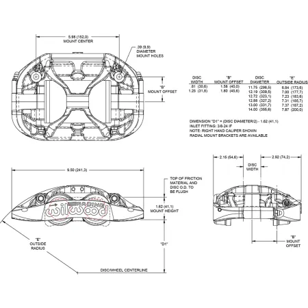 Uniwersalny zacisk hamulcowy 4 tłoczkowy Wilwood 120-16466 XRZ4R
