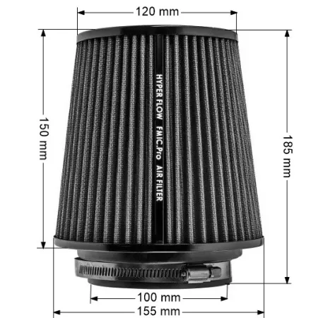 Stożkowy filtr powietrza FMIC.Pro dł. 150mm średnica montażowa 100mm