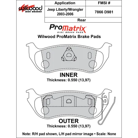 Klocki hamulcowe Wilwood 150-D0981K PM ProMatrix D981 Street Performance Racing Pads .55