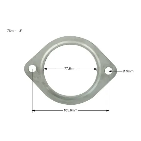 Uszczelka wydechu 76mm – 3” - 2 otwory nierdzewna