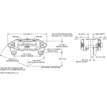Uniwersalny zacisk hamulcowy 4 tłoczkowy Wilwood 120-12949 Forged DPHA czarny