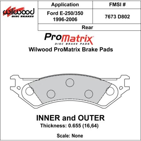Klocki hamulcowe Wilwood 150-D0802K PM ProMatrix D802 Street Performance Racing Pads .655