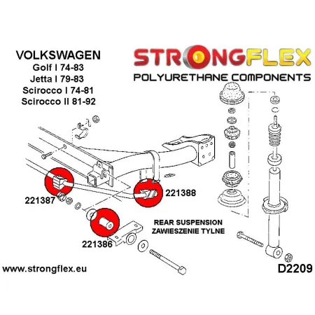 226207A: Zestaw tulei zawieszenia SPORT Volkswagen VW Golf 1