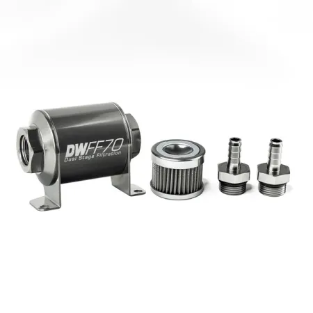 DeatschWerks In-Line Fuel Filter Kit 3/8IN 40 Micron 70mm