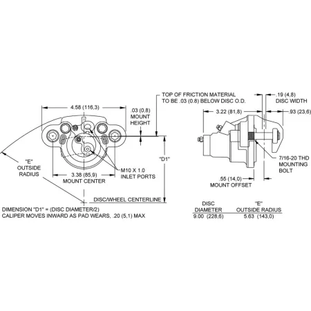 Uniwersalny zacisk hamulcowy 1 tłoczkowy Wilwood 120-8476 DH4 Dual Hydraulic