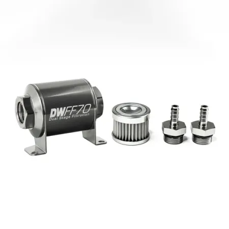 DeatschWerks In-Line Fuel Filter Kit 5/16 In Barb 5 Micron 70mm