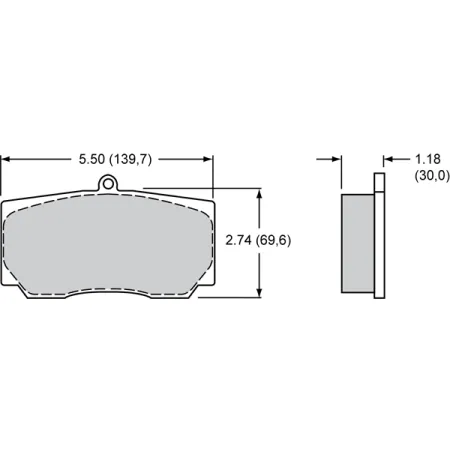 Klocki hamulcowe Wilwood 15A-7062K-B PolyMatrix A 9830 High-Temperature Racing Pads 1.18
