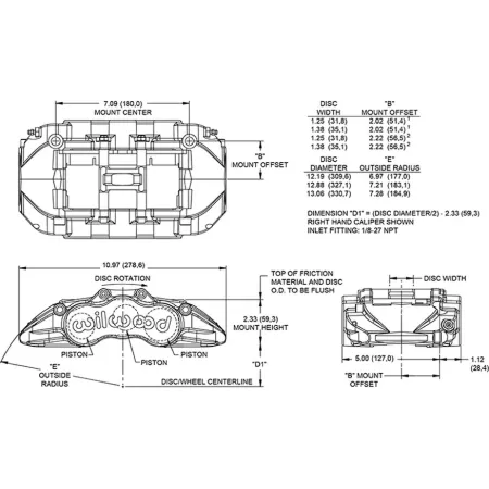 Zacisk hamulcowy 6 tłoczkowy Wilwood 120-17179 AV6R prawy
