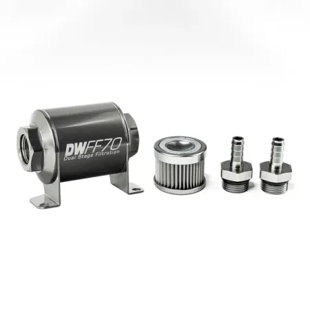 DeatschWerks In-Line Fuel Filter Kit 3/8IN 10 Micron 70mm