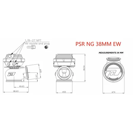 Pulsar PSR New Generation Wastegate 38mm Dual Vband External Wastegate Black