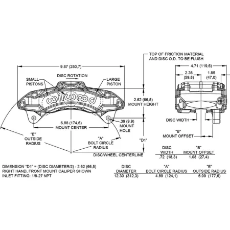 Zacisk hamulcowy 6 tłoczkowy Wilwood 120-14850 AT6 prawy