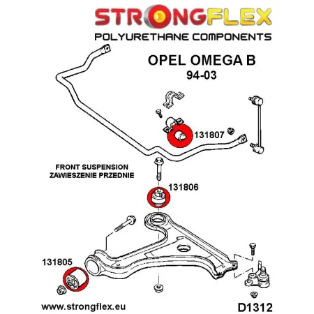 131807B: Tuleja stabilizatora przedniego Opel Omega B