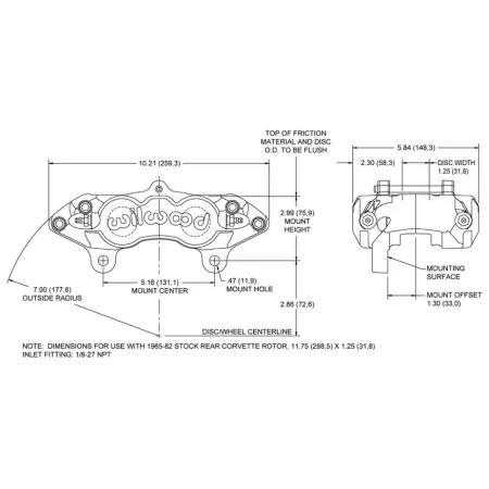 Uniwersalny zacisk hamulcowy tylny 4 tłoczkowy Wilwood 120-10526 D8-4 czerwony