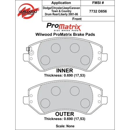 Klocki hamulcowe Wilwood 150-D0856K PM Promatrix D856 Street Performance Racing Pads .69