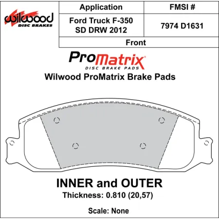 Klocki hamulcowe Wilwood 150-D1631K PM ProMatrix D1631 Street Performance Racing Pads .81