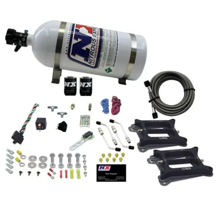 Dual 4150 Conventional Plate System Gasoline Pro-Power 100-500Hp with 10Lb Bottle Nitrous Express NX 50240-10