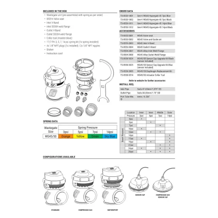 Turbosmart wastegate WG45CG GenV Hypergate 45 5psi Compessed Gas Black