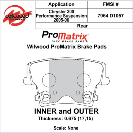 Klocki hamulcowe Wilwood 150-D1057K PM ProMatrix D1057 Street Performance Racing Pads .675