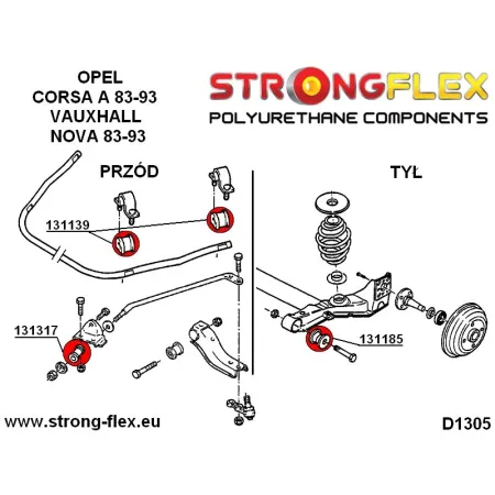 131185A: Tuleja tylnej belki SPORT Opel Corsa A