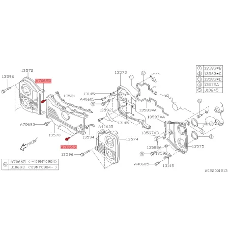 Śruba środkowej osłony rozrządu 800706950 Subaru