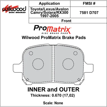 Klocki hamulcowe Wilwood 150-D0707K PM ProMatrix D707 Street Performance Racing Pads .67