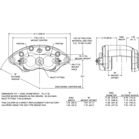 Uniwersalny zacisk hamulcowy 2 tłoczkowy Wilwood 120-10937 D52 czerwony