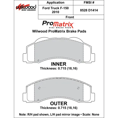 Klocki hamulcowe Wilwood 150-D1414K PM ProMatrix D1414 Street Performance Racing Pads .715