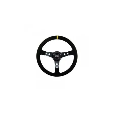 GT2I Race Suede Steering Wheel Dished 75 (Seude + Silver Spoke) Black