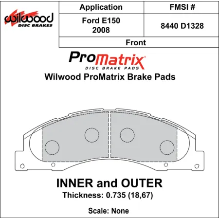 Klocki hamulcowe Wilwood 150-D1328K PM ProMatrix D1328 Street Performance Racing Pads .735