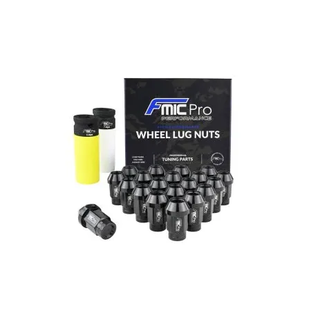 Kute nakrętki aluminiowe do kół FMIC.Pro M12x1.25 Czarne 20szt. stożkowe 7075-T6