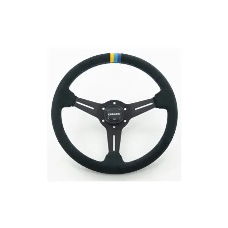 GReddy Sports "Standard Type" Steering Wheel (47 mm Dish), Black Suede, Black Spokes - 340 mm