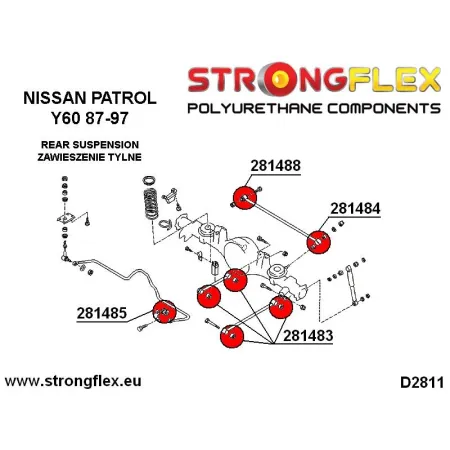 281484A: Tuleja drążka panharda mocowanie mostu 26mm SPORT Nissan Patrol Y60