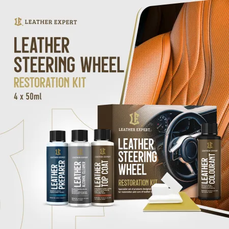 Leather Expert Steering Wheel Restoration Kit – zestaw do renowacji kierownicy skórzanej czarna satyna