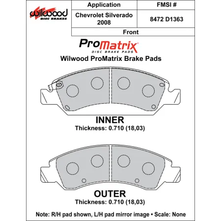 Klocki hamulcowe Wilwood 150-D1363K PM ProMatrix D1363 Street Performance Racing Pads .71