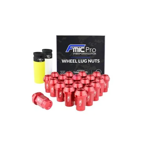 Kute nakrętki aluminiowe do kół FMIC.Pro M12x1.25 Czerwone 20szt. stożkowe 7075-T6