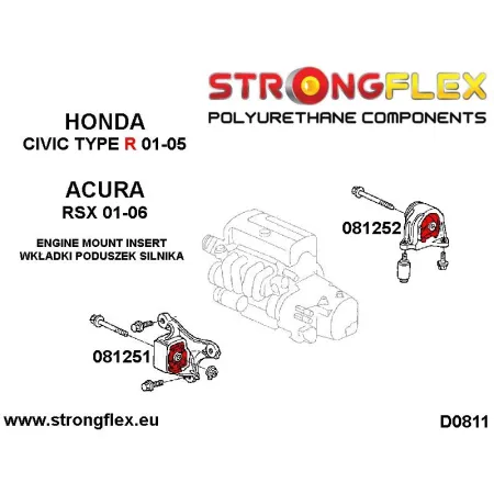 081251A: Wkładki przedniej poduszki silnika SPORT Honda Civic