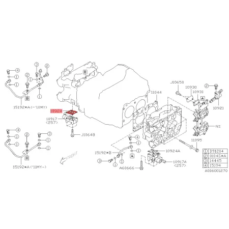 Uszczelka prawego kanału AVCS 10924AA001 do Subaru