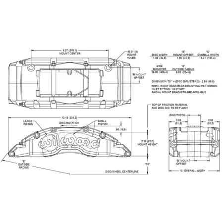 Zacisk hamulcowy tylny 6 tłoczkowy Wilwood 120-14318 TC6 lewy czerwony