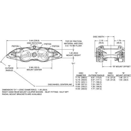 Zacisk hamulcowy 6 tłoczkowy Wilwood 120-14489 FNSL6R - Dust Seal prawy czarny